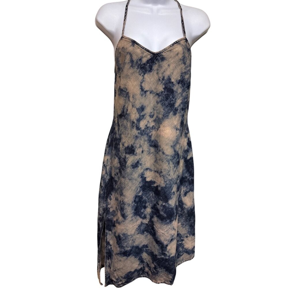 Ag Adriano Goldschmied Blue and Light Pink Tie-Dye Midi Dress